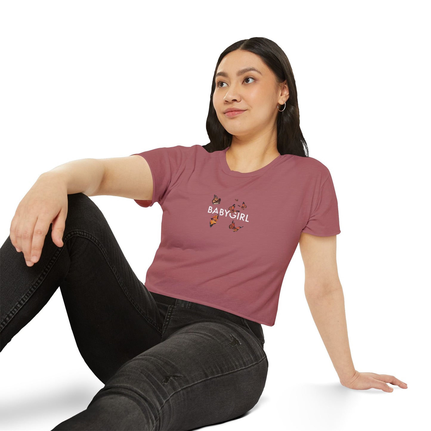 Women's Butterfly Festival Crop Top - Stylish & Fun Baby Girl Tee