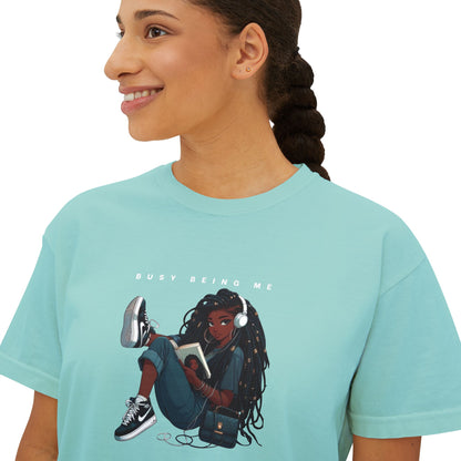 Women's Boxy Tee - "Busy Being Me" - Relaxed Graphic Tee for Everyday Comfort