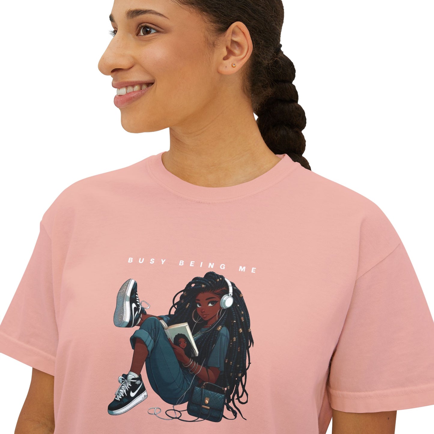 Women's Boxy Tee - "Busy Being Me" - Relaxed Graphic Tee for Everyday Comfort