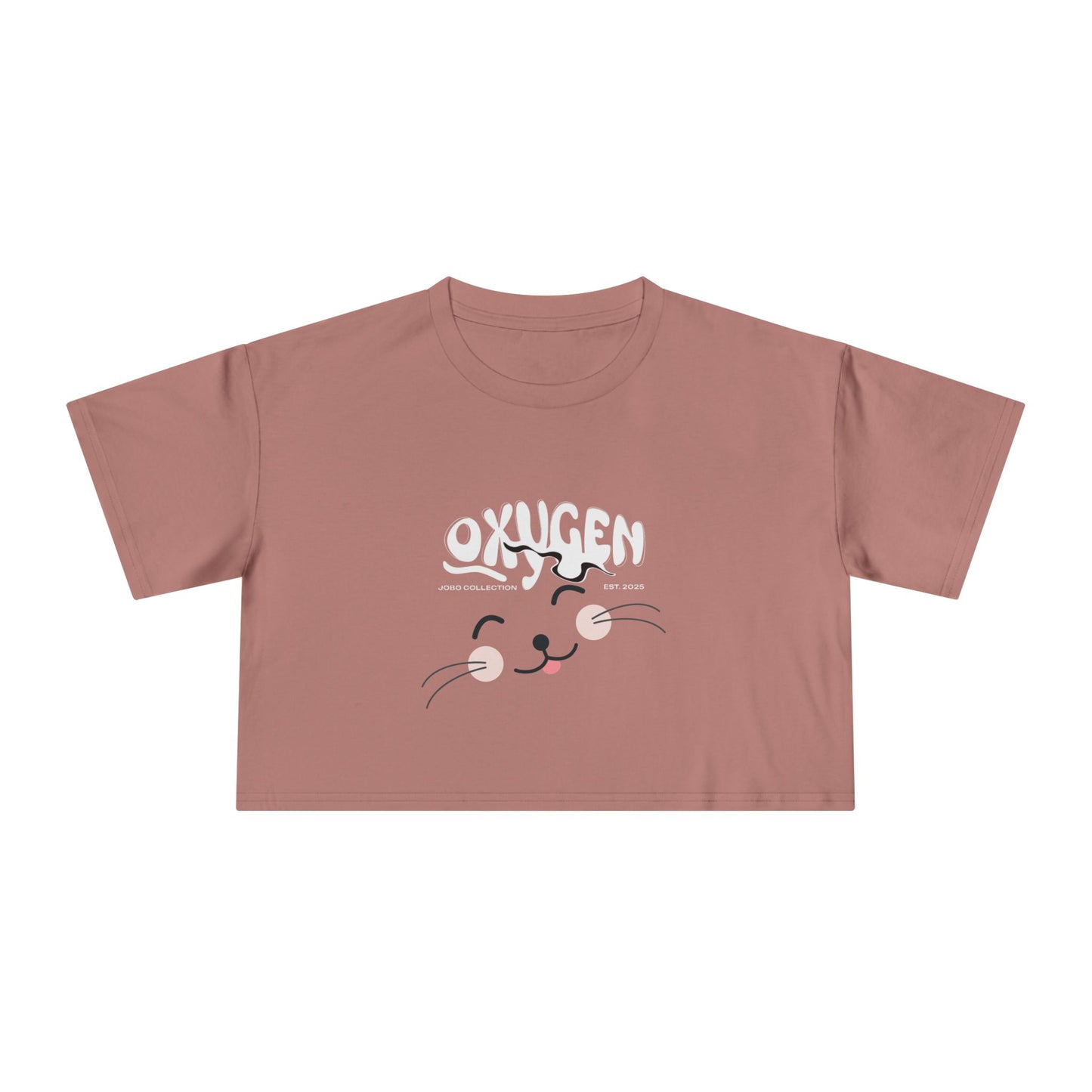 Cute Cat Graphic Women's Crop Tee - Stylish Black Top for Casual Outings.