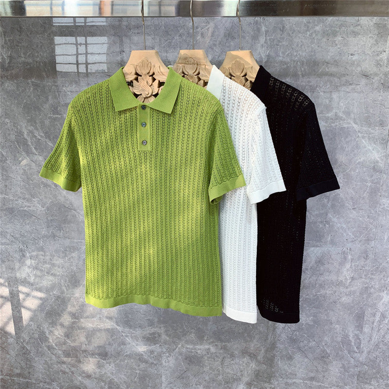 Handsome High-end Knitted Short-sleeved Polo Shirt