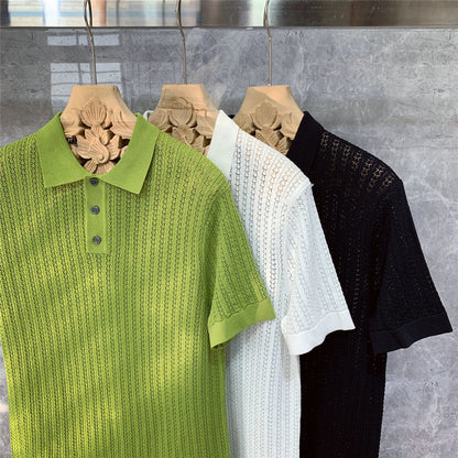 Handsome High-end Knitted Short-sleeved Polo Shirt