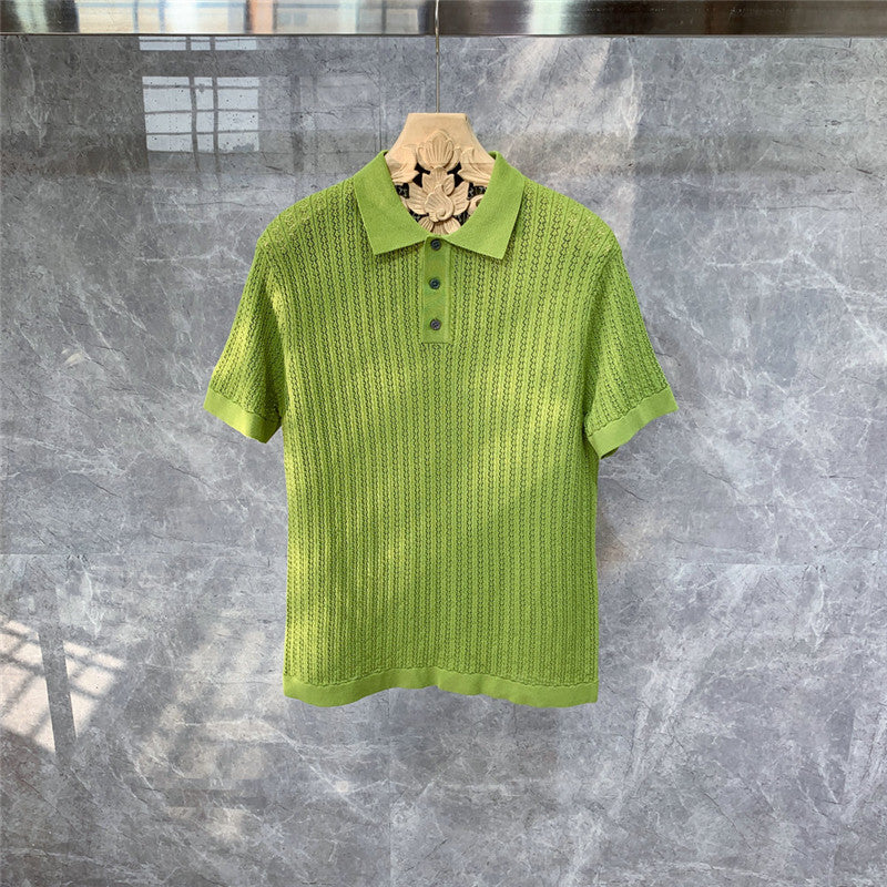 Handsome High-end Knitted Short-sleeved Polo Shirt