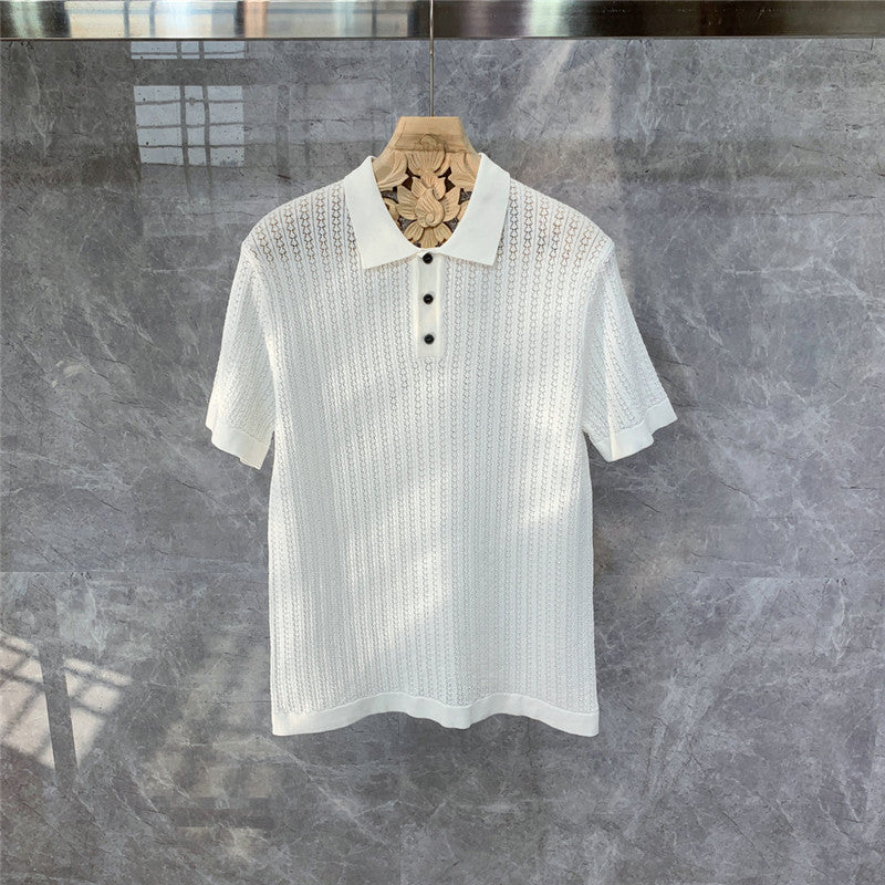 Handsome High-end Knitted Short-sleeved Polo Shirt