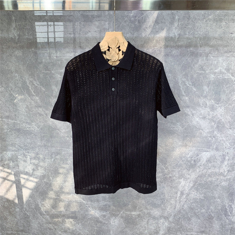 Handsome High-end Knitted Short-sleeved Polo Shirt