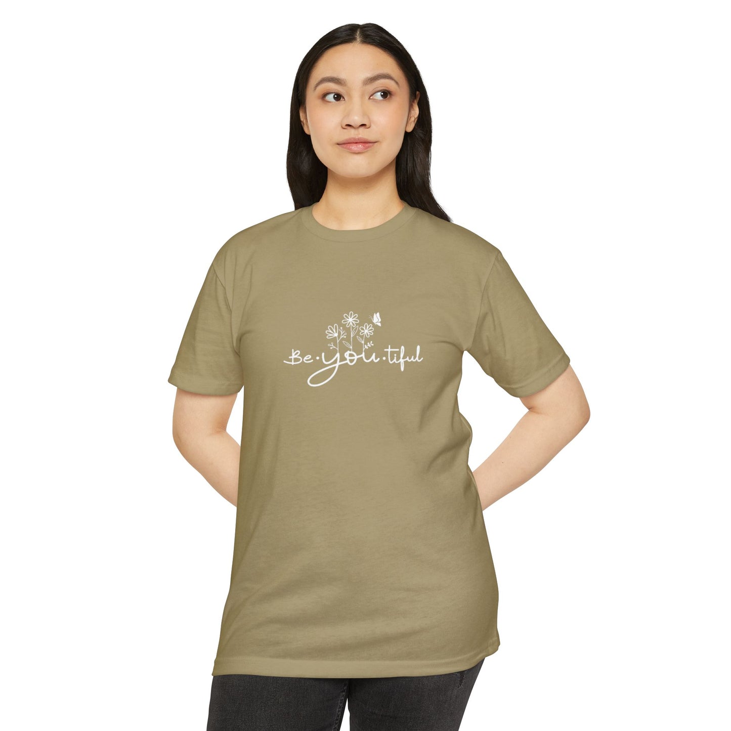 Be-You-tiful Unisex CVC Jersey T-Shirt - Inspirational Floral Graphic Tee