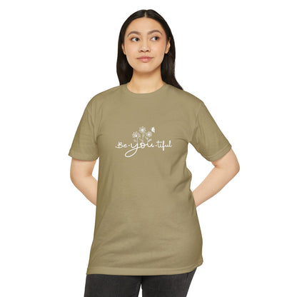 Be-You-tiful Unisex CVC Jersey T-Shirt - Inspirational Floral Graphic Tee