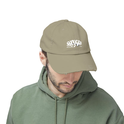 Unisex Distressed Cap - Vintage Oxygen Graphic Hat.