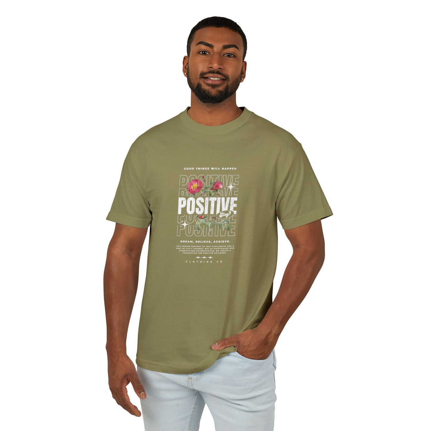 Positive Vibes Unisex Heavyweight Tee - Inspirational Cotton T-Shirt for Everyday Motivation