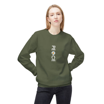 Peace Floral Crewneck Sweatshirt, Cozy Fleece Sweater, Unisex Gift, Eco-Friendly Apparel, Relaxed Style
