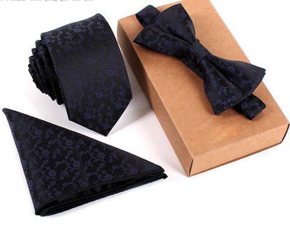 Slim Necktie Set Men Three-piece bow tie