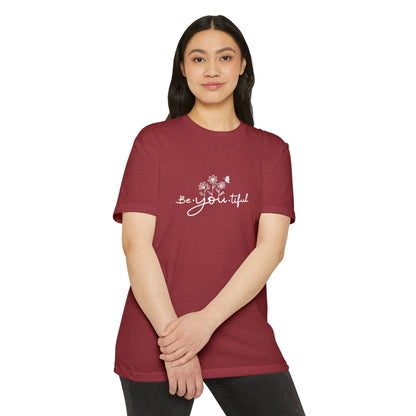 Be-You-tiful Unisex CVC Jersey T-Shirt - Inspirational Floral Graphic Tee