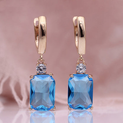 Square Long Earrings Women Natural Zirconium Earrings Earrings