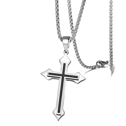 Hip Hop Accessories Simple Titanium Steel Necklace Fashionable Men Black Cross Pendant