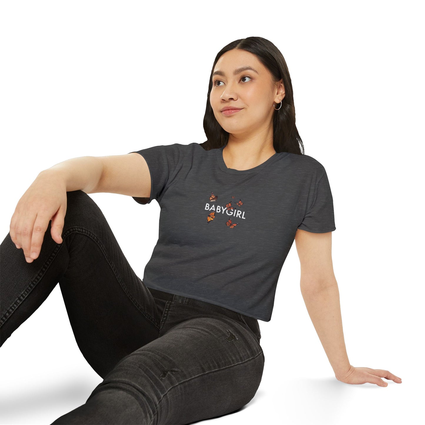 Women's Butterfly Festival Crop Top - Stylish & Fun Baby Girl Tee