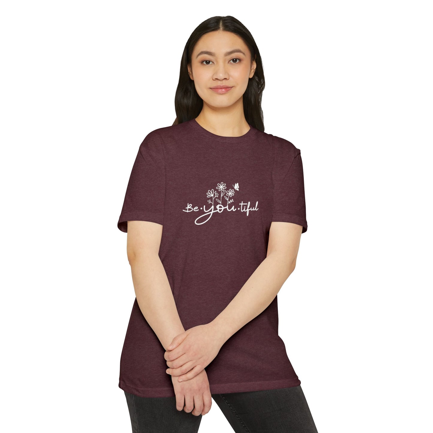 Be-You-tiful Unisex CVC Jersey T-Shirt - Inspirational Floral Graphic Tee