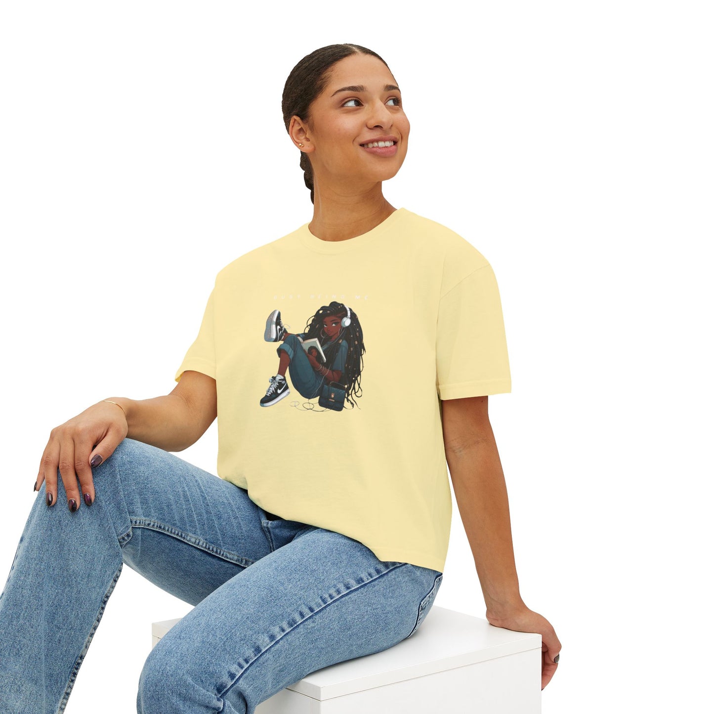 Women's Boxy Tee - "Busy Being Me" - Relaxed Graphic Tee for Everyday Comfort