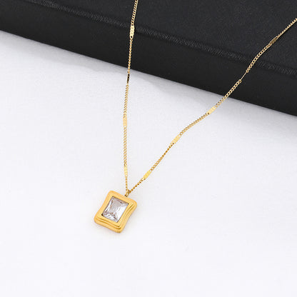 Sugar Cube Womens Gold Necklace Pendant Cold Wind Does Not Fade