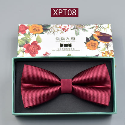 Men's Bridegroom Wedding Festive Professional Business Suit Bow Tie Double-layer Flat Bow Tie