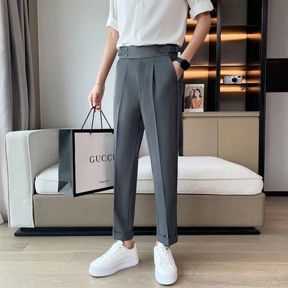 Draping Cropped Small Suit Pants Men