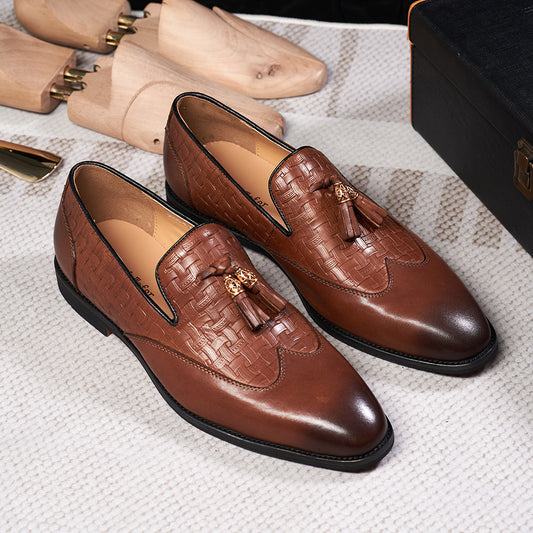 Men's Tassel Business Casual Leather Shoes Handmade Wedding Banquet.