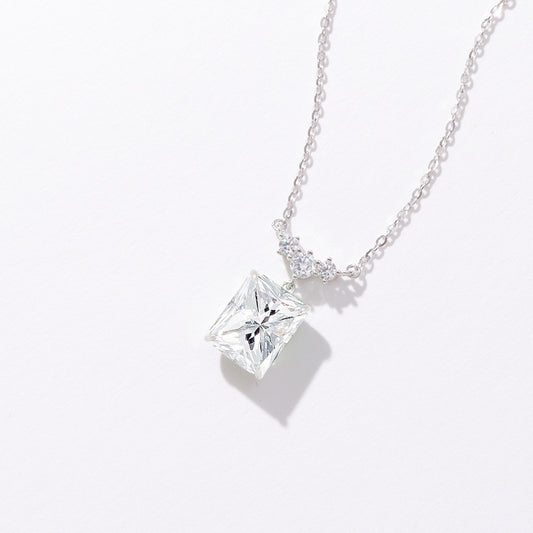 S925 Sterling Silver Light Luxury Square Diamond Necklace Light Luxury Minority