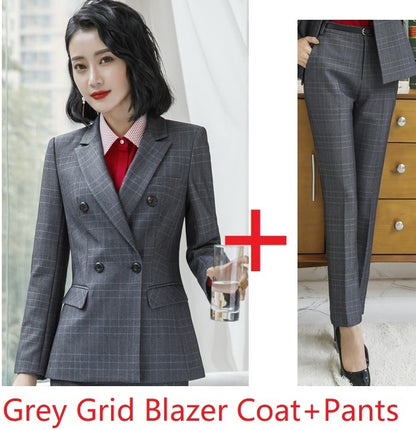 Plaid Business Suit Womens Formal Suit Work Clothes