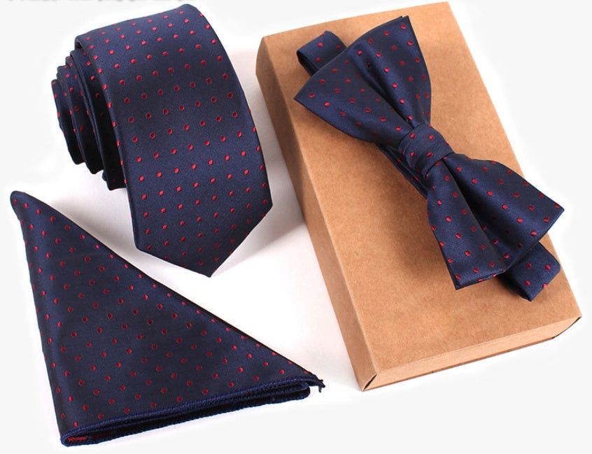 Slim Necktie Set Men Three-piece bow tie