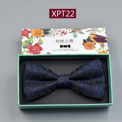 Men's Bridegroom Wedding Festive Professional Business Suit Bow Tie Double-layer Flat Bow Tie