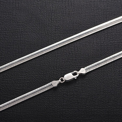 Flat Snake Bones Chain Men And Women Silver Necklace European Hip Hop Trendy Summer Accessories Silver Chain