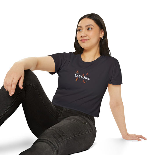 Women's Butterfly Festival Crop Top - Stylish & Fun Baby Girl Tee