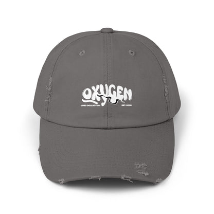 Unisex Distressed Cap - Vintage Oxygen Graphic Hat.