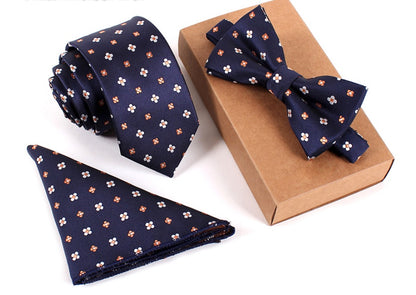 Slim Necktie Set Men Three-piece bow tie