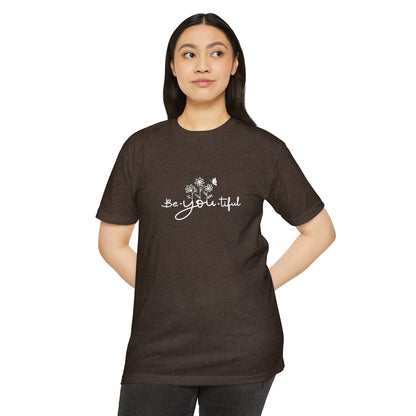 Be-You-tiful Unisex CVC Jersey T-Shirt - Inspirational Floral Graphic Tee
