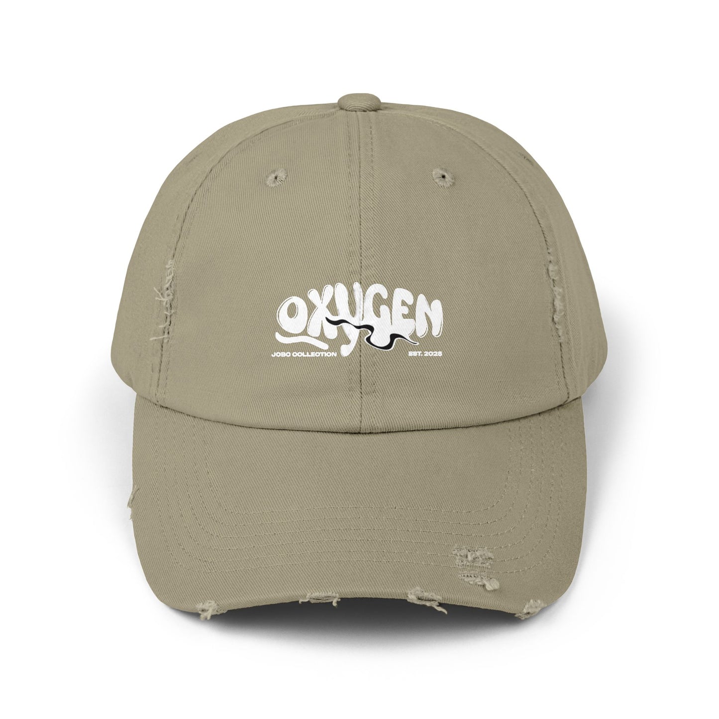 Unisex Distressed Cap - Vintage Oxygen Graphic Hat.