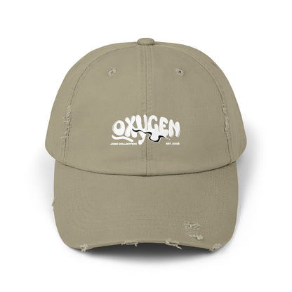 Unisex Distressed Cap - Vintage Oxygen Graphic Hat.