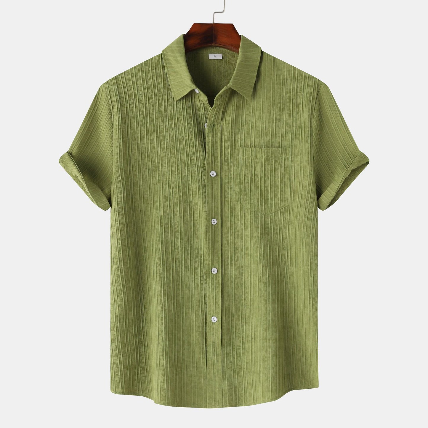 Men's Solid Color Polo Collar Short Sleeve Shirt