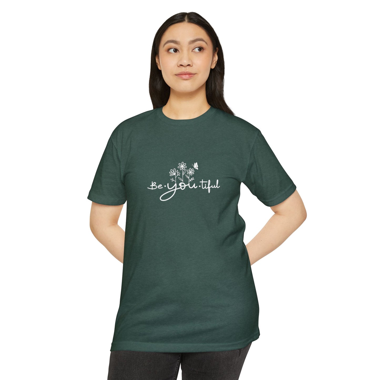 Be-You-tiful Unisex CVC Jersey T-Shirt - Inspirational Floral Graphic Tee