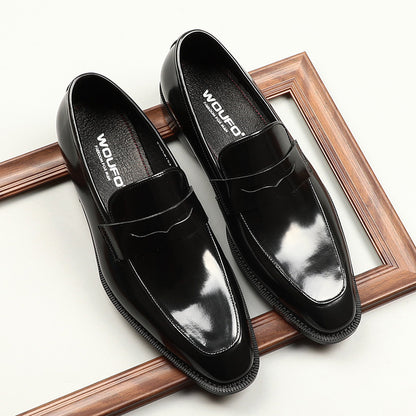 Men's Square-toe Patent Leather Business Formal Shoes.