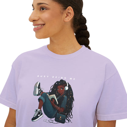 Women's Boxy Tee - "Busy Being Me" - Relaxed Graphic Tee for Everyday Comfort