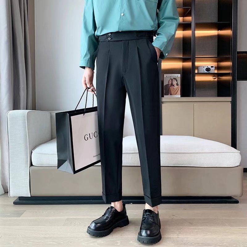 Draping Cropped Small Suit Pants Men