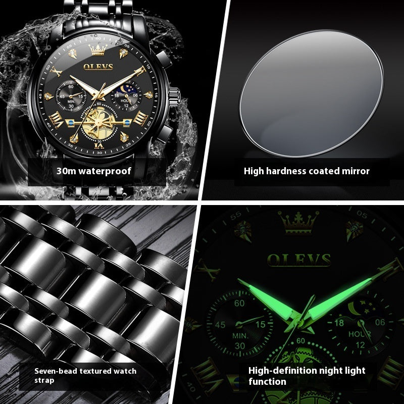 Multifunctional Waterproof Quartz Watch Luminous.