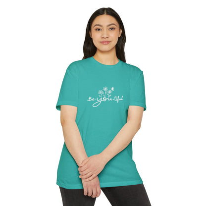 Be-You-tiful Unisex CVC Jersey T-Shirt - Inspirational Floral Graphic Tee