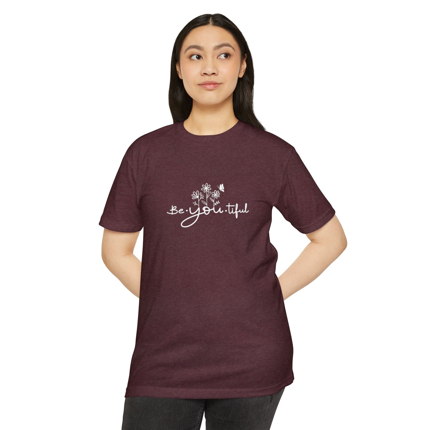 Be-You-tiful Unisex CVC Jersey T-Shirt - Inspirational Floral Graphic Tee