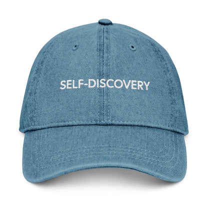 Self-Discovery Denim Hat – Embroidered Cap for Trendy Fashion Lovers.