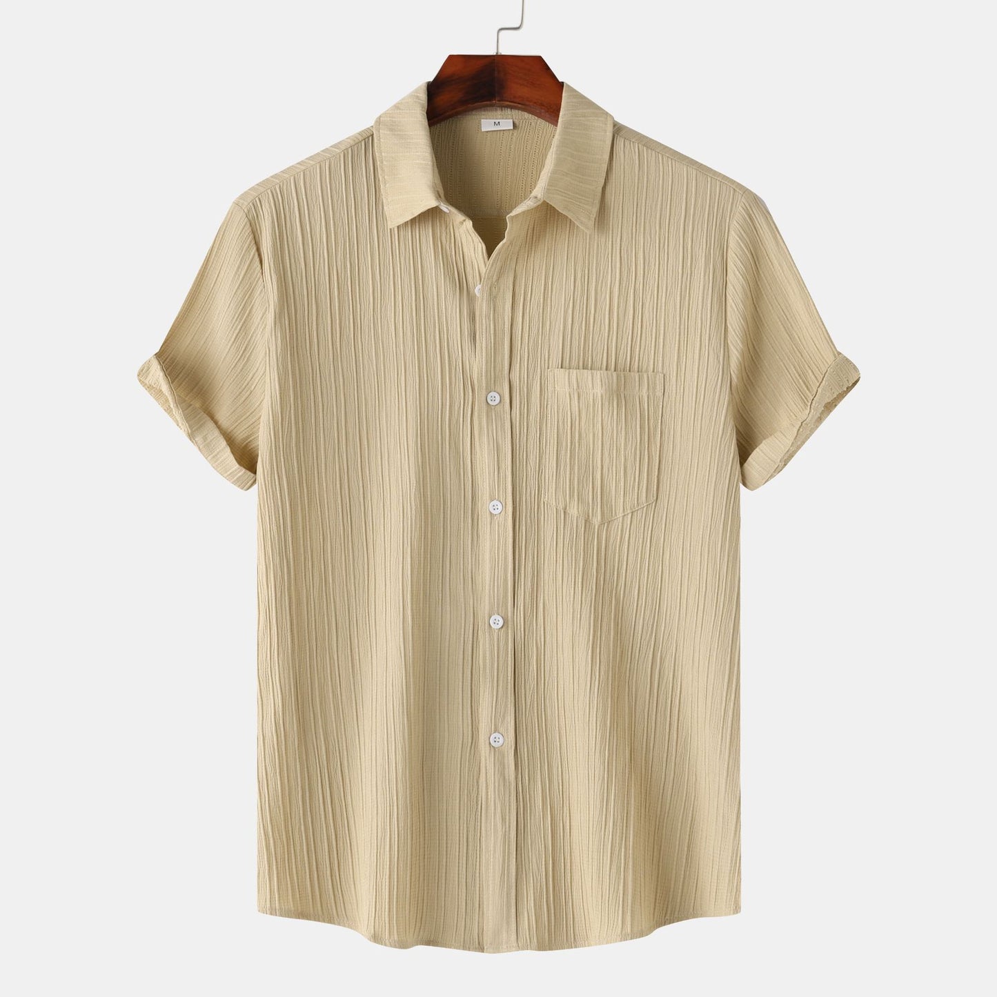 Men's Solid Color Polo Collar Short Sleeve Shirt