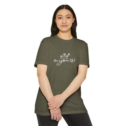 Be-You-tiful Unisex CVC Jersey T-Shirt - Inspirational Floral Graphic Tee