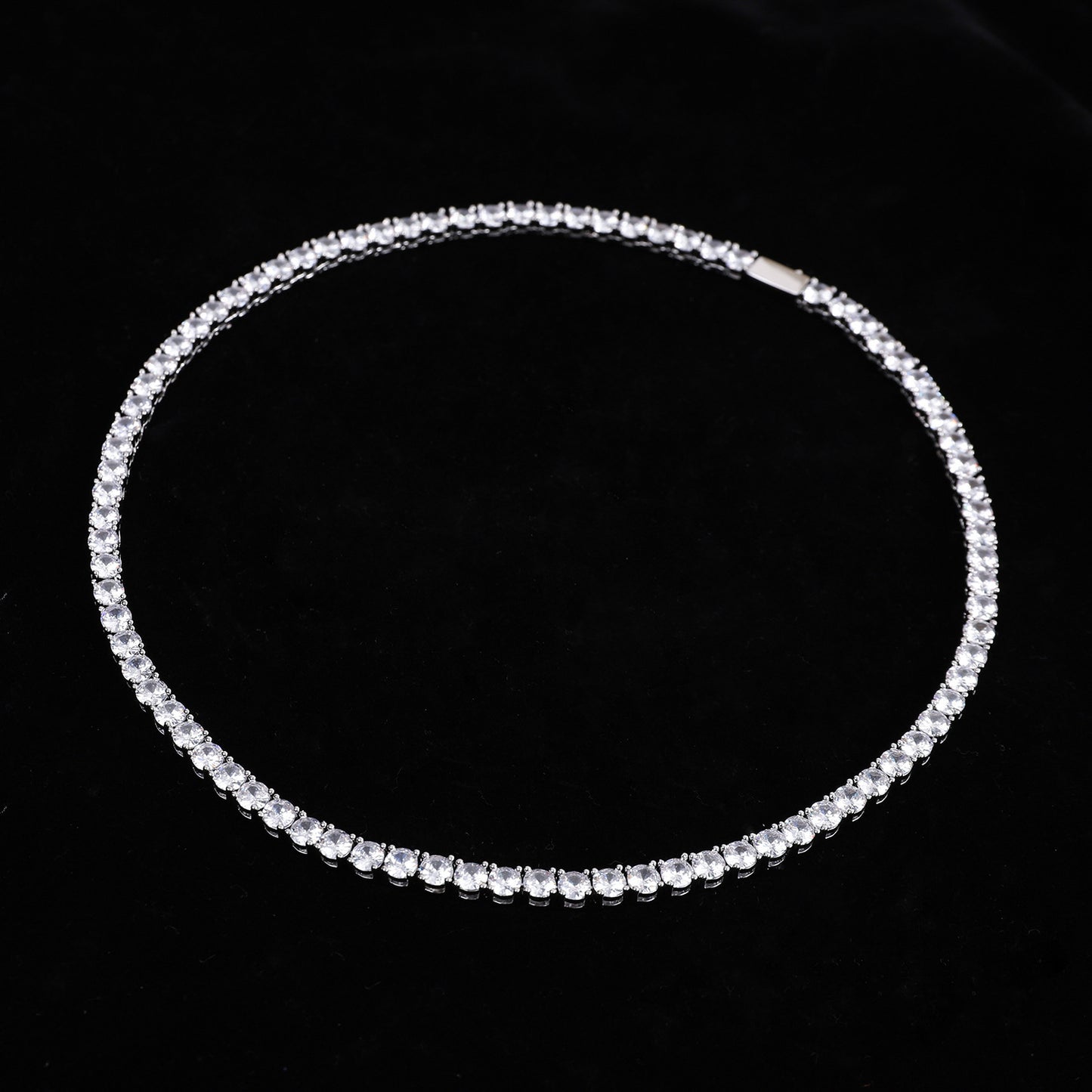 4mm Zircon Tennis Necklace Men And Women Couple Light Luxury Fashionista Accessories All-match Necklace