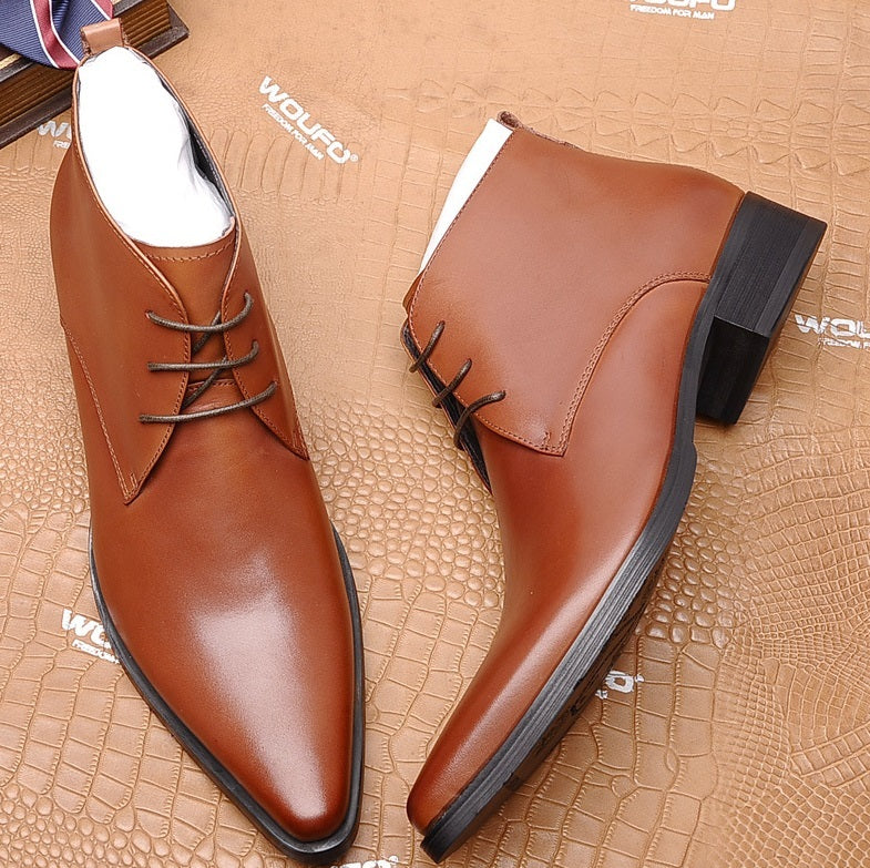 Lace Up Business Short Boots High Top Shoes For Men