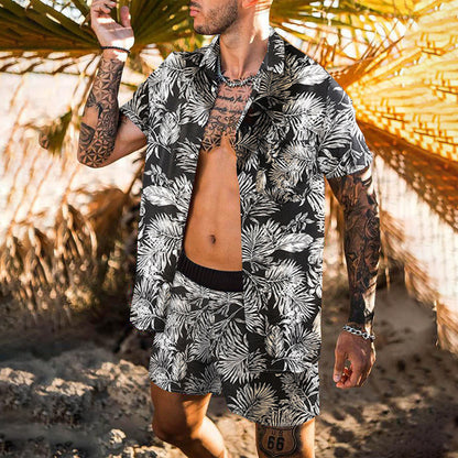 Retro Loose Suit Men's Personality Beach Shirt Short Sleeve Men